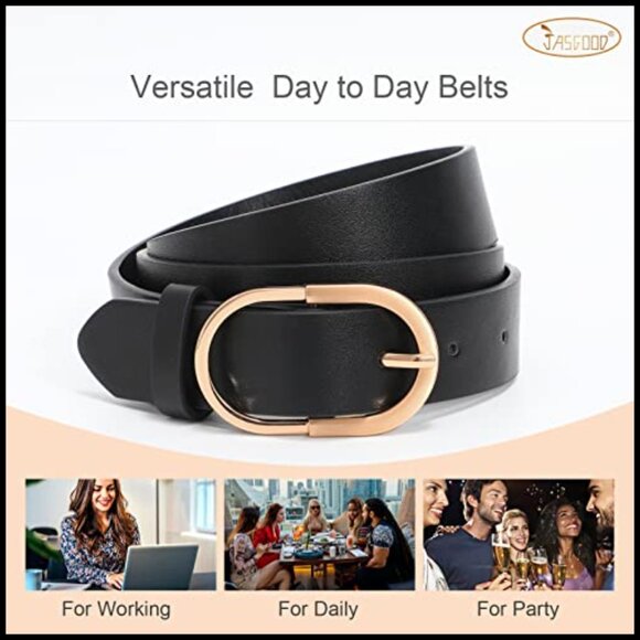 Women\'s PU Leather Belt with Gold Buckle for Jeans Pants main image 7